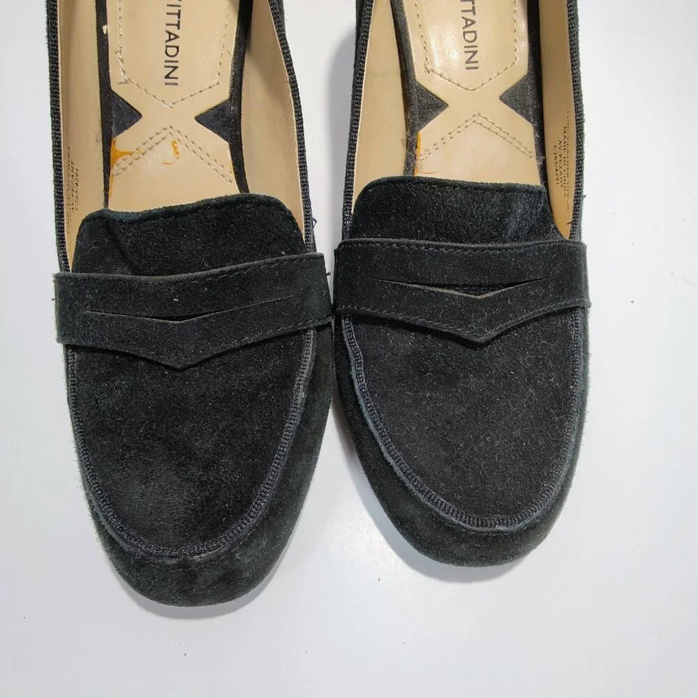Adrienne Vittadini Women's Size 6M Black Suede‎ Penny Loafer Block Heels